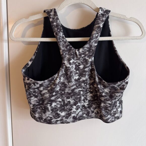 Athleta Conscious Train Crop Bra A-C Size M Racerback EUC Opaline Floral Black - Picture 3 of 4